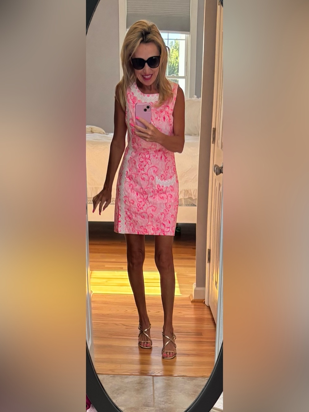 Lilly Pulitzer ginge shift romper - conch shell pink flamingle garden